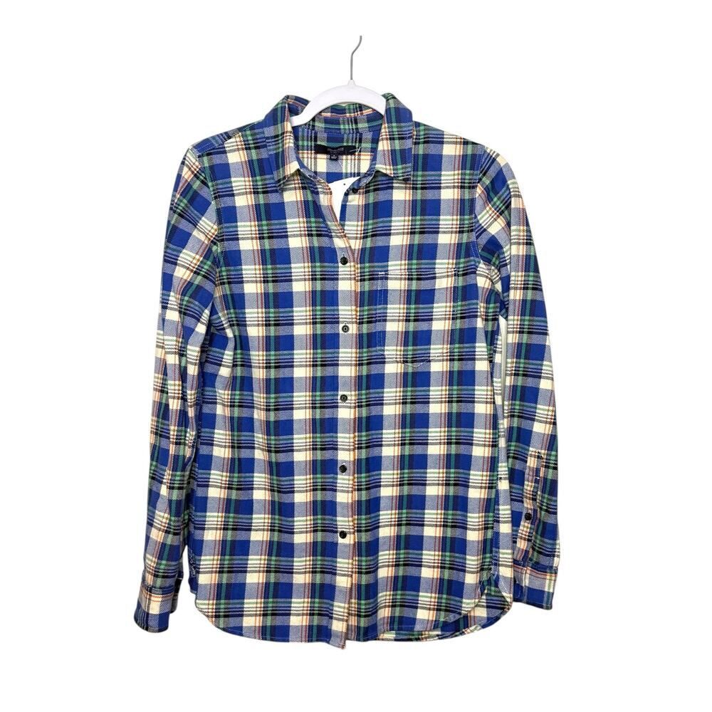 Madewell Plaid Slim Boyfriend Button‎ Down Women S Blue NWT Granola Outdoor